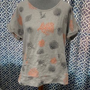 Style & Co beach shells shirt size XL grey gray
